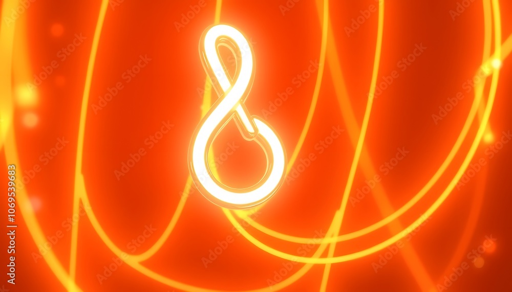Poster High Definition 3D Animation of Neon Music Note Lights Creating a Stunning Visual Background for Video Effects and HD Wallpapers