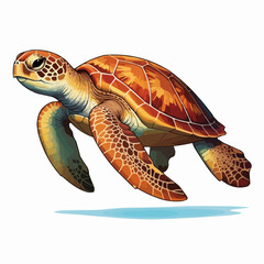Naklejka premium Great Turtle. Sea turtle isolated on white background. Cartoon vector illustration.