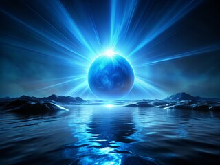 Captivating Blue Glowing Light Effect in a Smooth and Radiant Landscape Against a Deep Black Background, Perfect for Abstract and Artistic Photography Projects