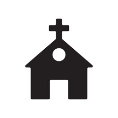 Church icon. Simple religious building. Cross on roof symbol. Vector illustration.