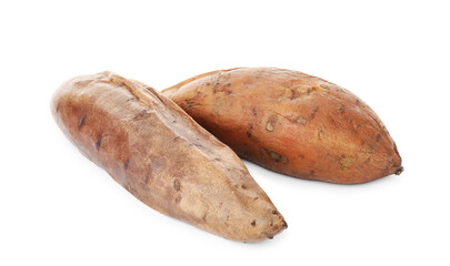 Tasty cooked sweet potatoes isolated on white