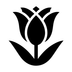 Refined Monochrome Tulip Icon Vector Illustration in Minimalist Style