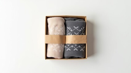 Obraz premium Patterned Socks Box Mockup with Geometric Design, Premium Package Template for Fashion Retail Presentation