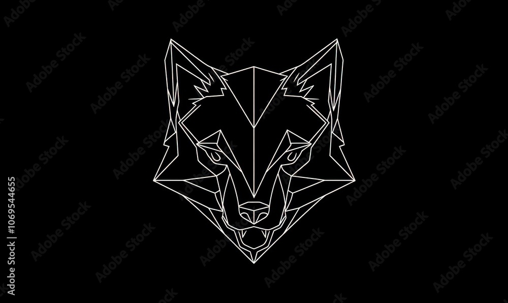 Aufkleber a minimalist logo collection showcasing a stylized wolf's head with sharp lines and bold geometric f