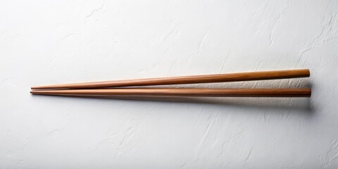 Naklejka premium Elegant Top View of Wooden Chopsticks on a White Background, Perfect for Culinary, Asian Cuisine, or Minimalist Design Concepts, Showcasing Natural Texture and Simplicity