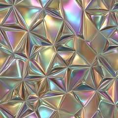crystalline holo patchwork chrome pattern, seamless texture