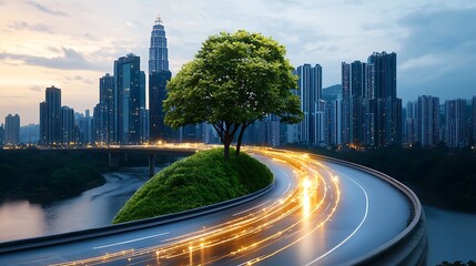 Fototapeta premium AI technology can analyze large amounts of data from various sources to help urban planners identify optimal locations for green spaces, renewable energy sources