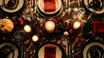 Creating spooky table settings with themed dinnerware.