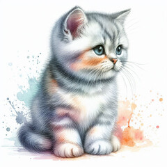 an illustration of a cat's watercolor painting