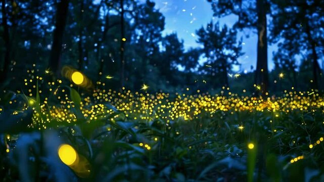 Fireflies Twinkling at Night