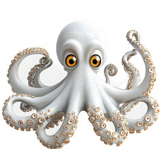 Obraz premium Friendly Cartoon Octopus with Big Eyes and Curly Tentacles