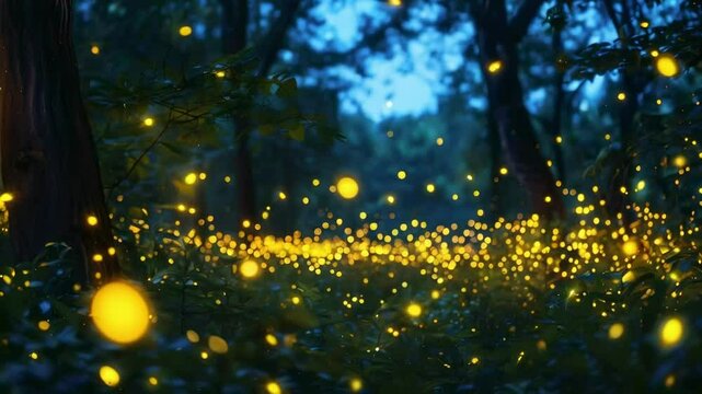 Fireflies Twinkling at Night