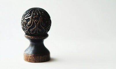 An ornate rubber stamp against a clean white backdrop, ideal for enhancing graphic design or sparking crafting creativity.