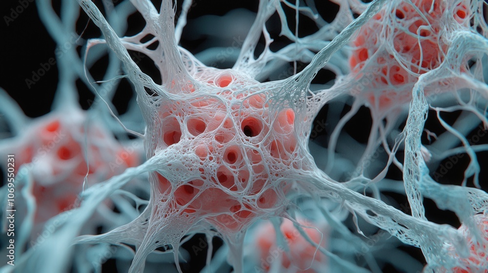 Poster microscopic view of neural networks in abstract organic structure