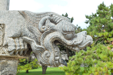 Vintage ornament on the stone. Close-up seamless texture. Stone texture. Embossed pattern.