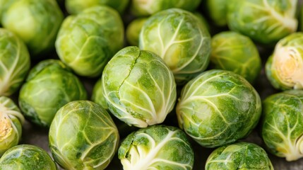 Fresh brussels sprouts close-up for healthy cooking and nutrition