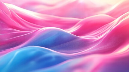 Obraz premium A blue and pink fabric with a wave pattern. The blue is the dominant color. The pink is in the background