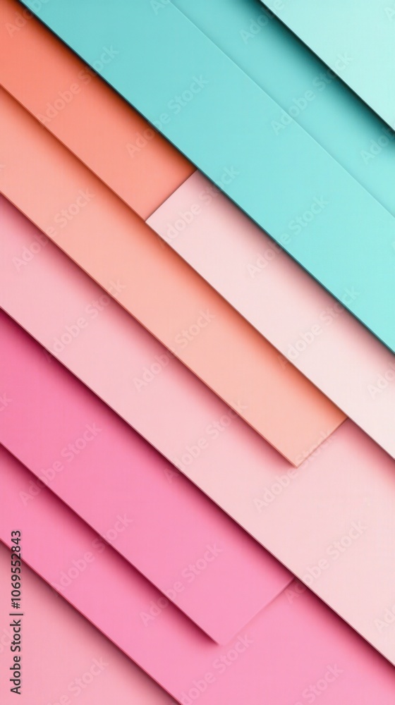 Aufkleber abstract geometric pattern with multicolored paper layers in pastel tones