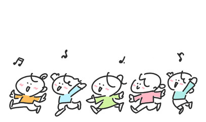 元気にはしゃぎながら笑顔で行進する女性達