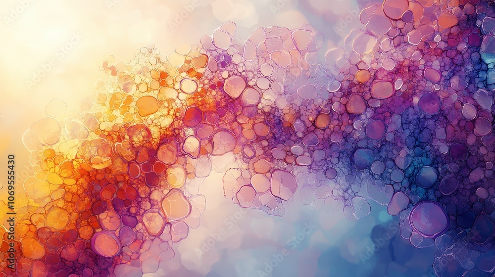 Poster vibrant microscopic view of intricate cells and patterns