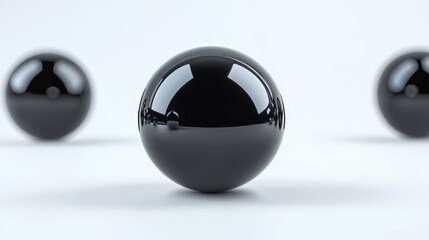 Abstract black spheres on minimal white background - modern geometric concept