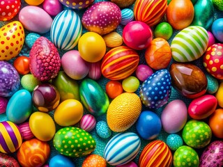 Obraz premium Vibrant Multicolored Easter Candies Isolated on Background Perfect for Seasonal Celebrations and Creative Projects