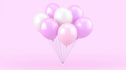 Floating pastel balloons against pink background for celebrations
