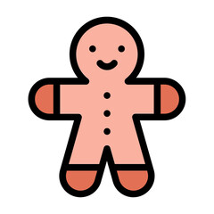 Gingerbread Icon Sweet Holiday Treat in Flat Lineal Color Style