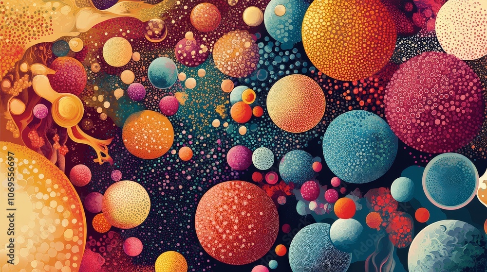 Poster vibrant microscopic view of intricate cell structures