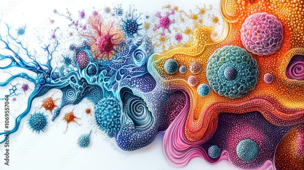 Aufkleber vibrant microscopic view of intricate cells and structures