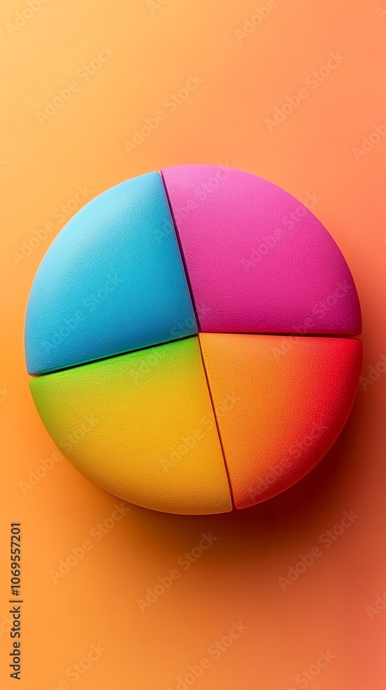 Poster A colorful pie chart with four sections on an orange background.