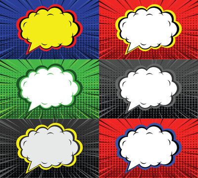 Illustration Style Speech Balloon comics, colec&atilde;o, Super, super heros, homem, quadrinhos, festa de aniversario, baloes, vector, cole&ccedil;&atilde;o, vazio, explos&atilde;o, fala, express&atilde;o, gibi