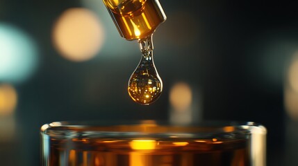 OPV Vaccine OPV Vaccine Dropper releasing oil into amber liquid