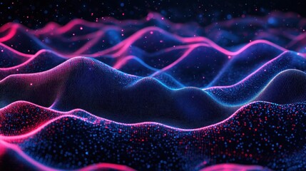 Digital background perfect for tech processes, neural networks, artificial intelligence, data transfer and encryption, digital archives, sound and graphic presentations, science, education, etc