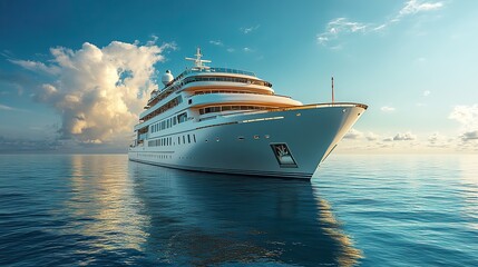 Naklejka premium A realistic cruise ship layout for a luxury vessel, ideal for sea holidays and transport.