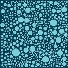 illustration of pattern of dots different sizes on blue background