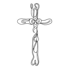 illustration of cross with flower, catholic, religion, christ, christian