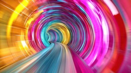 A vibrant, swirling tunnel of colors suggesting motion and energy.