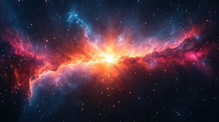 Fototapeta premium A space-themed background features a realistic cosmic view, complete with a starry nebula and shining stars in a colorful galaxy.
