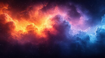 Naklejka premium dark gradient background with rich colors blending seamlessly from deep purple to fiery orange and serene blue, creating a dramatic and atmospheric visual experience