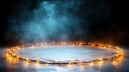 A festive display of twinkling Christmas lights bordering the edge of the image, casting a warm and inviting glow around the perimeter.