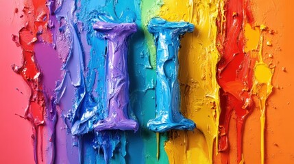 Letter I with paint drip effect, vibrant and bold colors