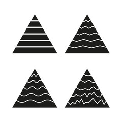 Fototapeta premium Line pyramid icons. Geometric triangle symbols. Layered line shapes. Abstract vector.