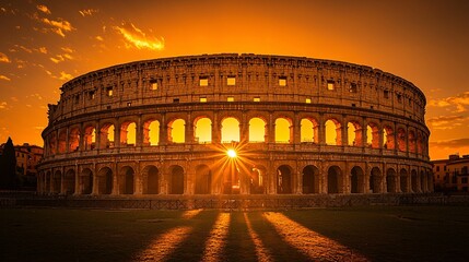 Sunset Over the Colosseum in Rome