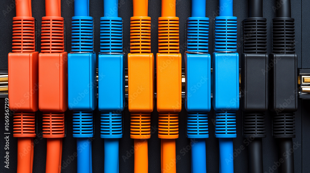 Aufkleber detailed view of colorful electrical wiring connectors in various colors, showcasing their arrangeme