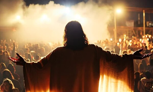 Jesus Preaching to the Masses: A Moment of Divine Teachings