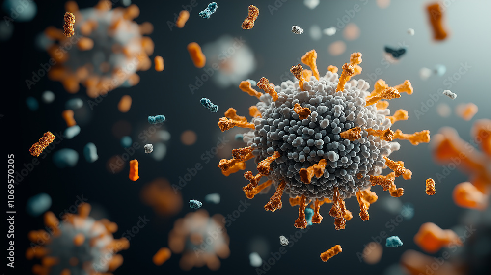 Leinwandbilder microscopic view of pathogens with glowing accents, showcasing intricate details and vibrant colors.