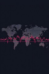 Obraz premium A black and white image of a world with a red line running through it