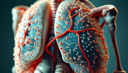 Image of a lung with blood vessels running throughout the image.