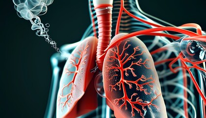Image of a lung with blood vessels running throughout the image.